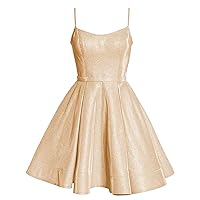 Elinadress Women's Spaghetti Straps Homecoming Dresses Short with Pockets Glittery Satin Prom Party Dress