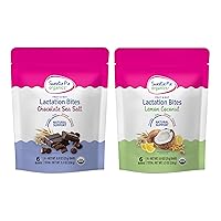 Lactation Bites – Chocolate Sea Salt and Lemon Coconut, Support for Breastfeeding and Breast Milk Supply Increase, 0.9oz/25g, 12 Pack