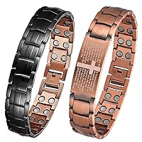 MagEnergy Mens Copper Bracelets Adjustable Pure Copper with Double Row 3000Gauss Magnets Pain Relief for Arthritis and Carpal Tunnel Migraines Tennis Elbow
