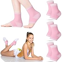 3 Pair Ankle Compression Sleeves for Kids Ankle Brace Compression Sleeves Foot Arch Support Sleeve Sock for Girls Ankle Sports Running Dance Fitness Gymnastics (Pink, Medium)