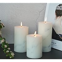 Hand-Poured Unscented Candle,Dripless Pillar Candle Set of 3,Includes 4