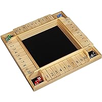 WE Games 14 inch 4-Player Shut The Box Wooden Board Game, Natural Wood