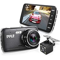 Pyle Dash Cam Rearview Mirror Monitor - 4.0” IPS Screen DVR Rear View Dual Camera Video Recording System in Full HD 1080p w/ Built in G-Sensor Parking Monitor Control Loop Record Support PLDVRCAM44