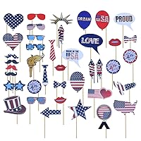 BESTOYARD 40 Pcs Fourth of July Decorations Patriotic Party Favors Patriotic Photo Booth Props Independence Day Party Favors Independence Day Decorations Photography Props Bamboo Supplies