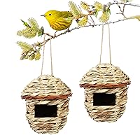 Hummingbird Houses for Outside Hanging, Hand-Woven from Natural Materials Birdhouse, Natural Bird nest for Audubon Finch Canary Chickadee, Decorations Gardening Gift, Bird nest Set of 2