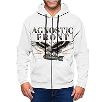 Agnostic Front Full Zip Hoodie Mens Casual Tops Long Sleeve Sweatshirt Pullover Hooded
