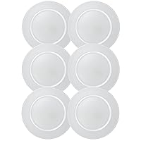 SHMIR Silver Plastic Charger Plates with Beaded Rims 13 in Round Service Plate for Home Kitchen Dinner Party Weddings Christmas New Year Holiday Party Table Setting Decoration Tableware Gift Set of 6