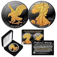 2024 BLACK RUTHENIUM 1 Oz 999 Silver American Eagle Coin 24K Gold Gilded 2-Sided