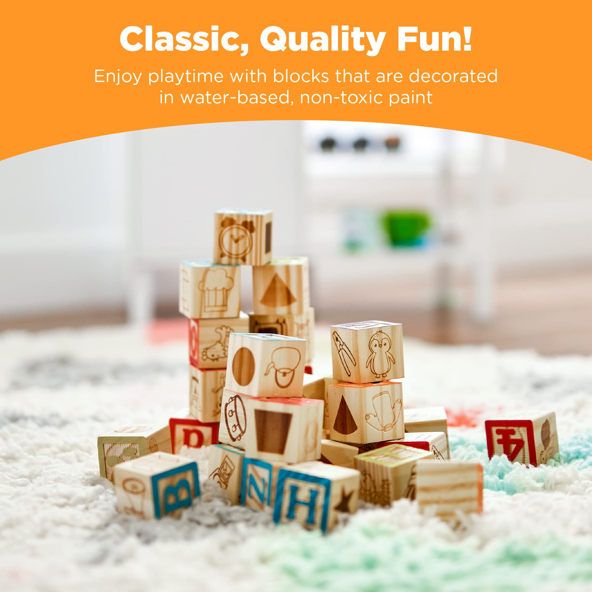 Best Choice Products 40-Piece Kids Wooden ABC Block Set, Building Education Construction Alphabet Letters & STEM Toy for Toddlers w/Carrying Case