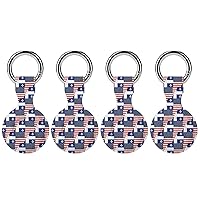 U.S. Quebec Flag Cute Silicone Case for Airtags Holder with Keychain Protective Cover for Pet Tracking Bags Luggage