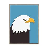 Sylvie Bald Eagle Framed Canvas Wall Art by Rocket Jack, 18x24 Gray, Patriotic Bird Art for Wall