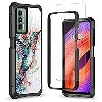 for Cricket Outlast Case 6.8 Inch: Dual-Layer Protection, Shockproof Corners, Tempered Glass, Stylish TPU for AT&T Jetmore Case, Hummingbird Design