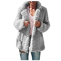 RMXEi womens jackets casual Women Casual Fashion Lapel Loose Long-Sleeve Solid Blouse Sweater Coat