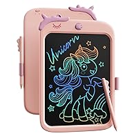 10 Inch Dinosaur Writing Tablet for Kids - Educational Travel Toy, Birthday Gift for 3-9 Year Old Boys and Girls (Pink)