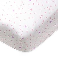 HonestBaby Fitted Crib Sheets Fits Standard Mattress Bassinet, Mini Prints 100% Organic Cotton Baby Boys, Girls, Unisex, Love dot, One Size