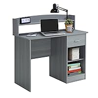 Modern Office Hutch Writing Desk, Grey