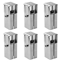 6 Sets 1 in. x 1 in. 2 Way Square Tube Connector, Stainless Steel T Fitting for Square Tube 25.4mm Chain Link Fence Guardrail End Rails Clamps, Thickness 1.7mm (Bolts/Nuts Included)