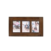 Homestead Dark Walnut 3-Opening Collage Picture Frame, Made for 4x6 Photos, Distressed Wood Frame, Two-Way Easel, Wall or Tabletop Display