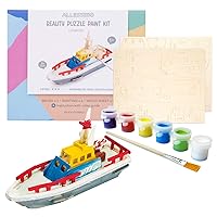 3D Paint Puzzle creat(Life Boat - 34pcs) Model Paint Kit with Brush Toys for Kids Puzzle Build 3D Puzzles Educational Crafts Building DIY