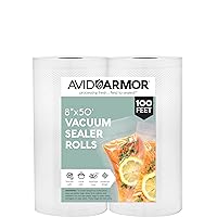 Avid Armor - Vacuum Seal Rolls, Vac Seal Bags for Food Storage, Meal Saver Freezer Vacuum Sealer Bags, Sous Vide Bags Vacuum Sealer, Non-BPA Vacuum Sealer Bags, 8 inches by 50 feet, Pack of 2