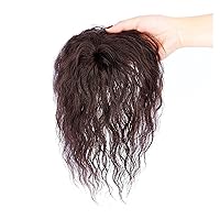 Topper Hairpieces With Front Bangs Curly Human Hair Clip In Extensions Hair Toppers For Thinning Hair Wig Clips For Daily Use (Color : Brown, Size : 7 * 10)