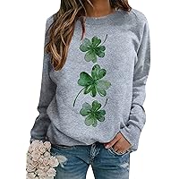 EFOFEI Women's St Patricks Day Ireland Pullover Casual Clover Leaf Jumper Shamrock Raglan Sleeve Top