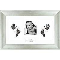 Anika-Baby BabyRice Baby Hand and Footprints Kit Includes Black Inkless Prints/Aged Antique Silver Effect Frame with White Mount Display