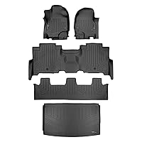 MAXLINER Floor Mats 3 Rows - Cargo Liner Behind 3rd Row Set Black Compatible with 18-22 Expedition Max/Navigator L - 2nd Row Bench Seat