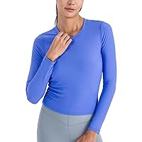 altiland Ribbed Long Sleeve Workout Tops for Women, Fitted Athletic Running T-Shirts, Cropped Yoga Exercise Shirts