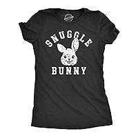 Womens Cute T Shirts Snuggle Bunny Easter Sunday Graphic Tee for Ladies