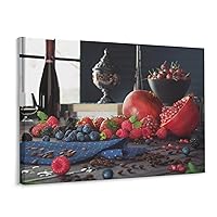 Healthy Fruits Strawberries Blueberries And Vegetables Canvas Print Kitchen Wall Art Poster Poster Decorative Painting Canvas Wall Art Living Room Posters Bedroom Painting 12x16inch(30x40cm)