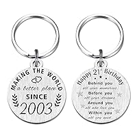 21st Birthday Gifts for Women Men, 21 Year Old Birthday Keychain, Born in 2003 Gifts, 2003 Birthday Decorations