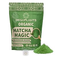 Matcha Magic (50 Servings) | Superfood 5 Mushroom Powder Blend for Focus, Clarity & Energy | USDA Organic | Japanese Ceremonial Grade Matcha | Shade Grown