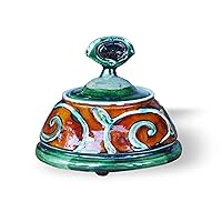 Handmade Danko Pottery Sugar Bowl - Orange, Green, White Ceramic - Home & Living Kitchen Decor - Perfect Gift!