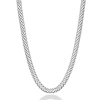 Miabella 925 Sterling Silver Italian 4mm Mesh Link Chain Necklace for Women, Made in Italy