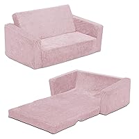 Serta Perfect Sleeper Extra Wide Convertible Sofa to Lounger, Comfy 2-in-1 Flip Open Couch/Sleeper for Kids, Pink