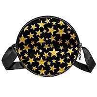 Small Crossbody Bag Stars Gold Round Purse Wallet Mini Shoulder Bag For Women Girls 17.8x17.8cm