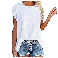 Shirts for Women,Plus Size Loose Summer Short Sleeve Shirt Round Neck Fashion Printed Strapless T Shirt Top Blouse