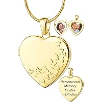 Fanery sue Heart Locket Necklace That Holds Pictures, Customized Locket Necklace Personalized Lockets with Picture inside, Silver Gold Locket Memory Gifts for Women Girls