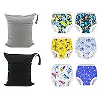 ALVABABY 2pcs Wet Dry Bags Waterproof Reusable with Two Zippered Pockets and 6 Pack Potty Training Pants