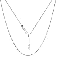 Sterling Silver Rhodium Plated Sliding Adjustable Snake Chain Necklace, Width 1.2mm, 22