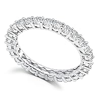 Parade of Jewels Zirconia Round Cut Eternity Band in Sterling Silver in 2.5MM, Size 8