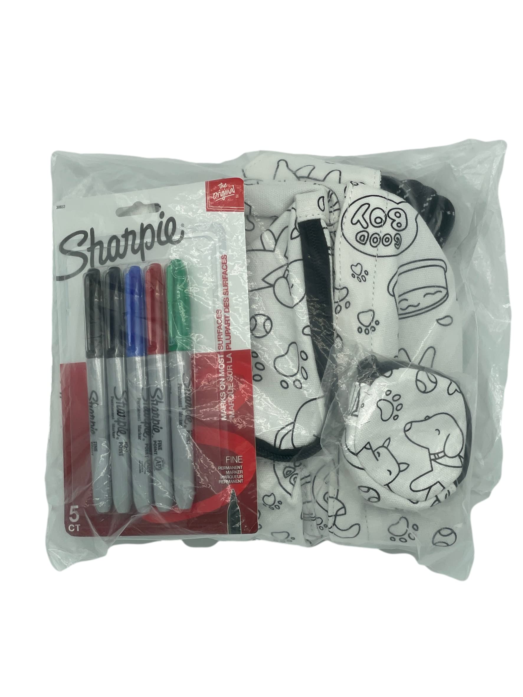 Color-It-Yourself Backpack, Personalize Creative Bag, Doodle Coin Purse, With Markers Set, Adorable Dogs or Whimsical Cats