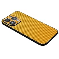 Ultra-Thin Case for iPhone 14/14 Pro/14 Plus/14 Pro Max,Carbon Fiber Leather Case with TPU Bumper Slim Shockproof Lens Protective Cover for Wireless Charging,Yellow,14 Plus 6.7''