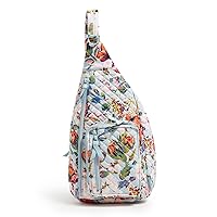 Vera Bradley Women's Cotton Sling Backpack, Sea Air Floral - Recycled Cotton, One Size