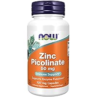 Now Foods Zinc Picolinate, 120 caps 50mg (2-Pack)