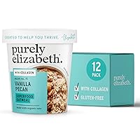 Purely Elizabeth, Vanilla Pecan, Collagen Oatmeal Cups With Nut Butter Packet, Gluten-Free, 2 Ounce (Pack of 12)