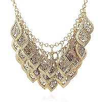 YAZILIND Vintage Gorgeous Multilayer Gold Plated Leaves Chain Collar Bib Chunky Necklace