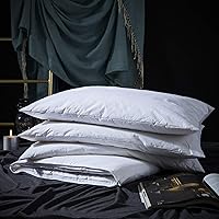 Three Geese Adjustable Layer Goose Feather Pillow,Assembled Bed Pillow,100% Soft Cotton Cover,Good for Side and Back Stomach Sleeper, Standard/Queen Size,Packaging Include 1 Pillow.