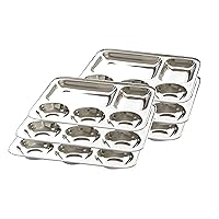 Premium Stainless Steel Luxurious 5 In 1 Three Compartment Divided Dinner Plate/Partition Thali/Partition Plate -Set of 6